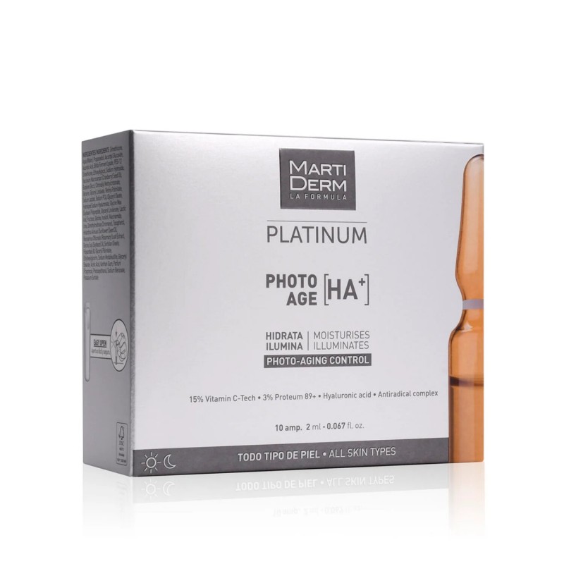 MARTIDERM PHOTO AGE HA+ VEIDO AMPULĖS PRIEŠ FOTO SENĖJIMĄ SU HIALURONO RŪGŠTIMI, 10amp.
