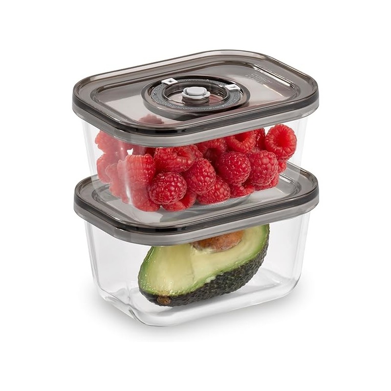 Caso | Glass Vacuum Containers with Plastic Lid (2 pcs) | VacuBoxx Eco-Duo S | Transparent