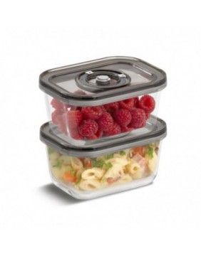 Caso | Glass Vacuum Containers with Plastic Lid (2 pcs) | VacuBoxx Eco-Duo S | Transparent