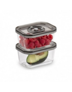 Caso | Glass Vacuum Containers with Plastic Lid (2 pcs) | VacuBoxx Eco-Duo S | Transparent