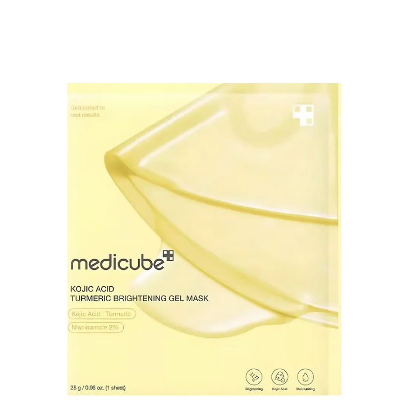 Medicube Kojic Acid Turmeric Brightening Gel Mask – lakštinė kaukė su kojine rūgštimi ir ciberžole