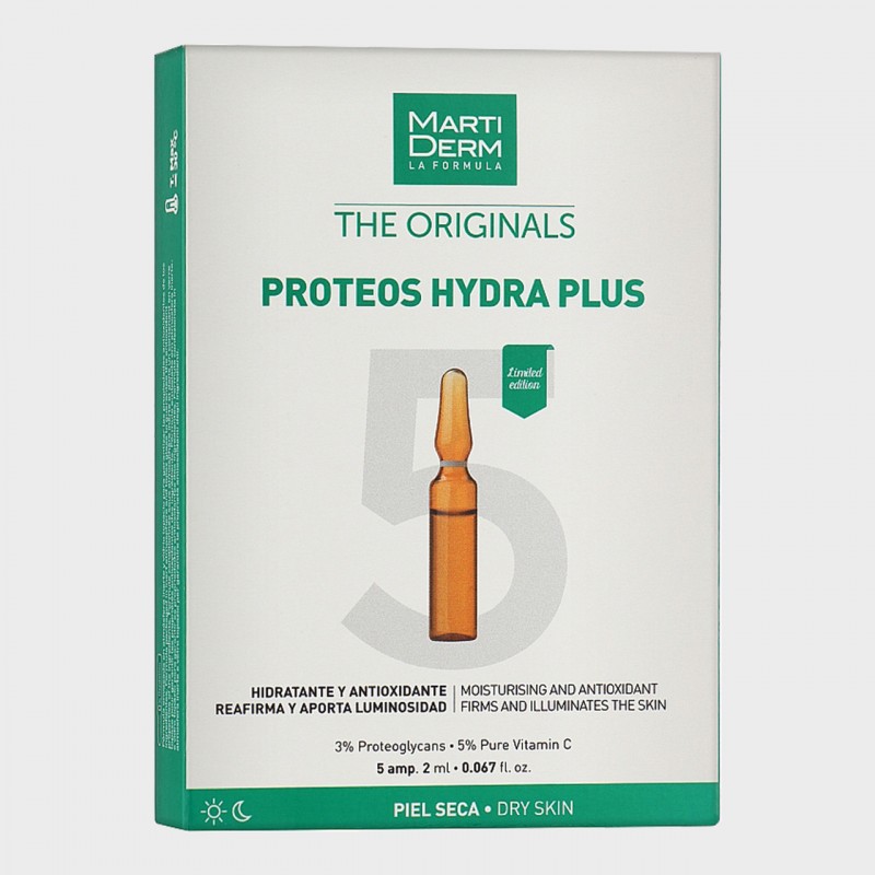 MARTIDERM DRĖKINAMOSIOS IR STANGRINAMOSIOS AMPULĖS VEIDUI PROTEOS HYDRA PLUS, 5 VNT.