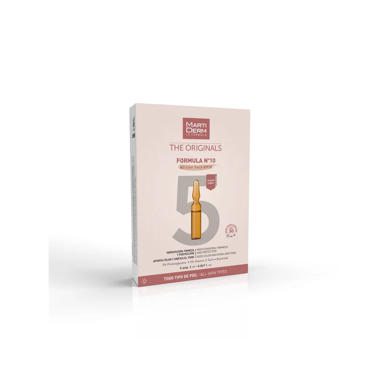 MARTIDERM veido ampulės su atspalviu FORMULA Nº10 HD Color Touch SPF30, 5 ampulės/2 ml