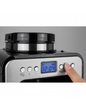 CASO Design Compact – kompaktiška kavavirė su integruotu malūnėliu (600 W, juoda/nerūdijantis plienas)