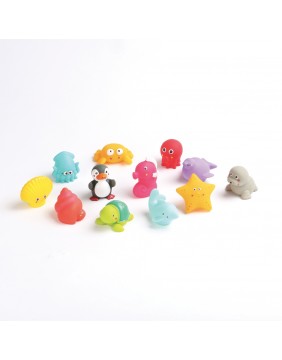 LUDI maudymosi žaislų komplektas, Jūros gyvūnai, 12 vnt.