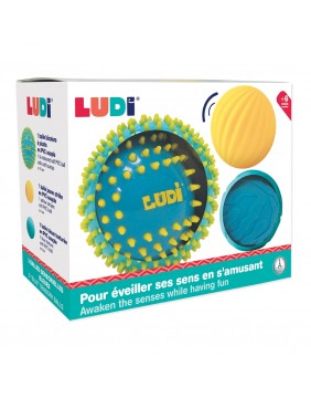 LUDI sensoriniai kamuoliukai, mėlyna ir geltona 3 vnt.