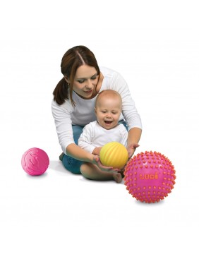LUDI sensoriniai kamuoliukai, rožinė ir geltona, 3 vnt.