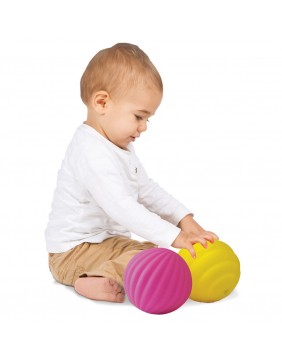 LUDI sensoriniai kamuoliukai, rožinė ir geltona, 3 vnt.