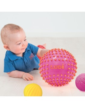 LUDI sensoriniai kamuoliukai, rožinė ir geltona, 3 vnt.