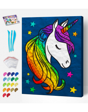 Splat Planet paveikslas iš modelino, Vienaragis 30x40cm