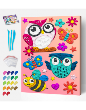 Splat Planet paveikslas iš modelino, Pelėda 30x40cm