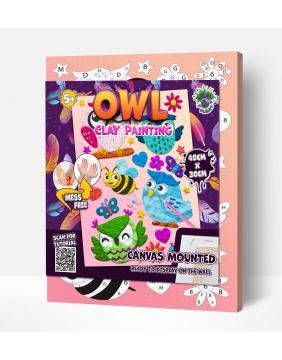 Splat Planet paveikslas iš modelino, Pelėda 30x40cm