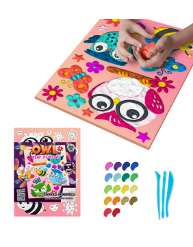 Splat Planet paveikslas iš modelino, Pelėda 30x40cm