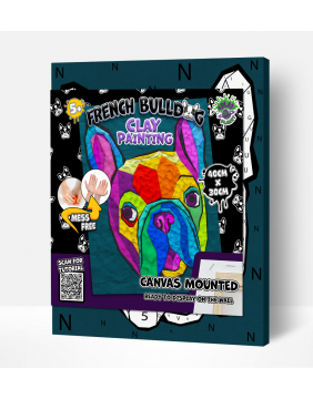 Splat Planet paveikslas iš modelino, Prancūzų Buldogas 30x40cm