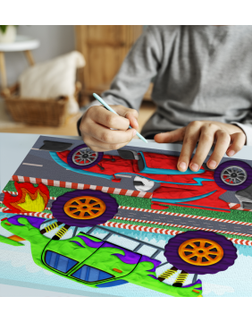 Splat Planet paveikslas iš modelino, Mašinos 30x40cm