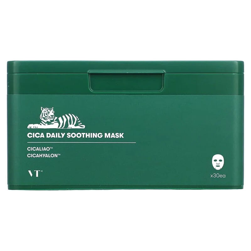 VT Cosmetics Cica Daily Soothing Mask raminamųjų lakštinių veido kaukių rinkinys, 30 vnt.