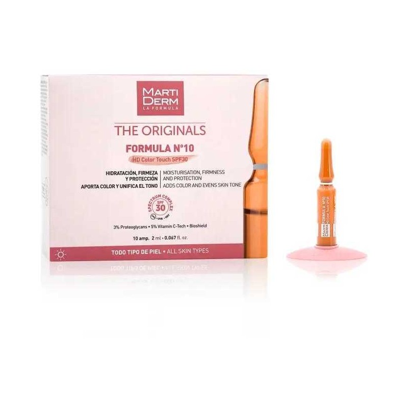MARTIDERM veido ampulės FORMULA Nº10 HD Color Touch SPF30 10ampuolių