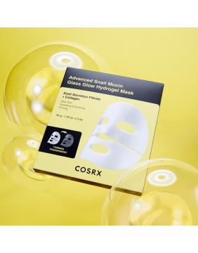 COSRX Advanced Snail Mucin Glass Glow Hydrogel Mask hidrogelinė kaukė su sraigių mucinu