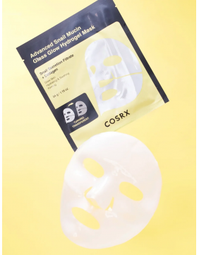 COSRX Advanced Snail Mucin Glass Glow Hydrogel Mask hidrogelinė kaukė su sraigių mucinu