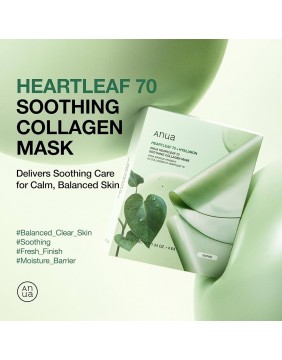 Anua hearleaf 70 soothing collagen mask - raminanti hidrogelio veido kaukė