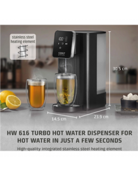 Caso Turbo Hot Water Dispenser | HW 616 | Water Dispenser | 2600 W | 2.5 L | Plastic/Stainless Steel | Black/Stainless Steel