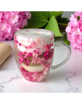 Termostiklinė stiklinė su gėlių kompozicija viduje (300 ml)