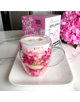 Termostiklinė stiklinė su gėlių kompozicija viduje (300 ml)
