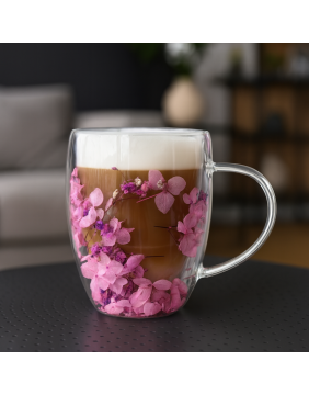 Termostiklinė stiklinė su gėlių kompozicija viduje (300 ml)