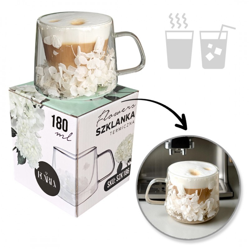 Termostiklinė stiklinė su gėlių kompozicija viduje (180 ml)