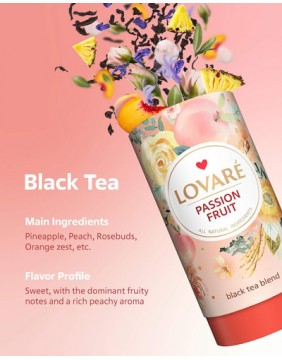 LOVARE Passion fruit - pasiflorų skonių juodoji arbata