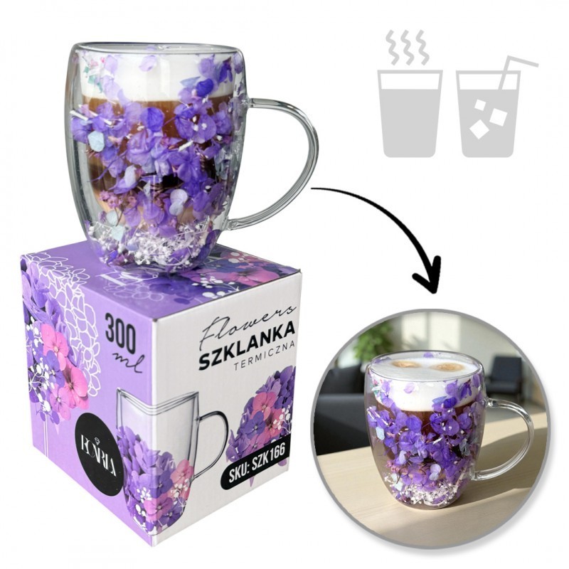 Termostiklinė su gėlių kompozicija viduje SZK166 (300ml)