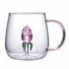 Stiklinė su tulpe viduje ir rožine rankenėle SZK129 (400ml)