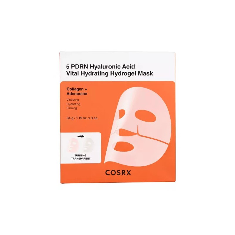 Cosrx 5 PDRN Hyaluronic Acid Vital Hydrating Hydrogel Mask intensyviai drėkinanti hidrogelinė veido kaukė